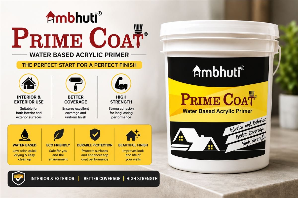 Ambhuti Prime Coat Acrylic Primer — penetrating sealer for porous masonry, brick, and concrete before painting